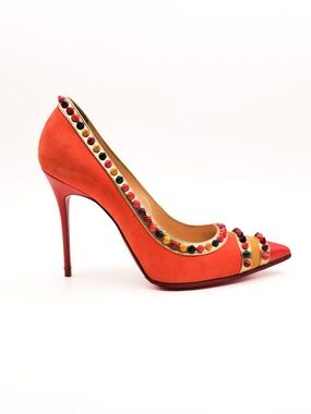 Christian Louboutin Malabar Hill 100 Suede Spiked Pumps Heels EU 37.5
